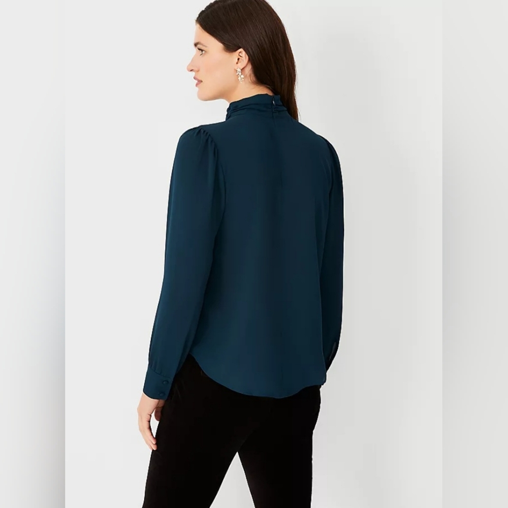 Ann Taylor - Shirred Mock Neck Top